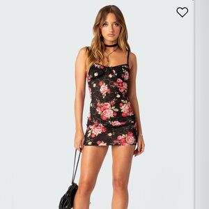 Edikted Portofino Printed Sheer Lace Mini Dress